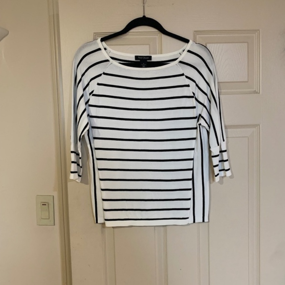 White House Black Market White/Black Knit Sweater sz S